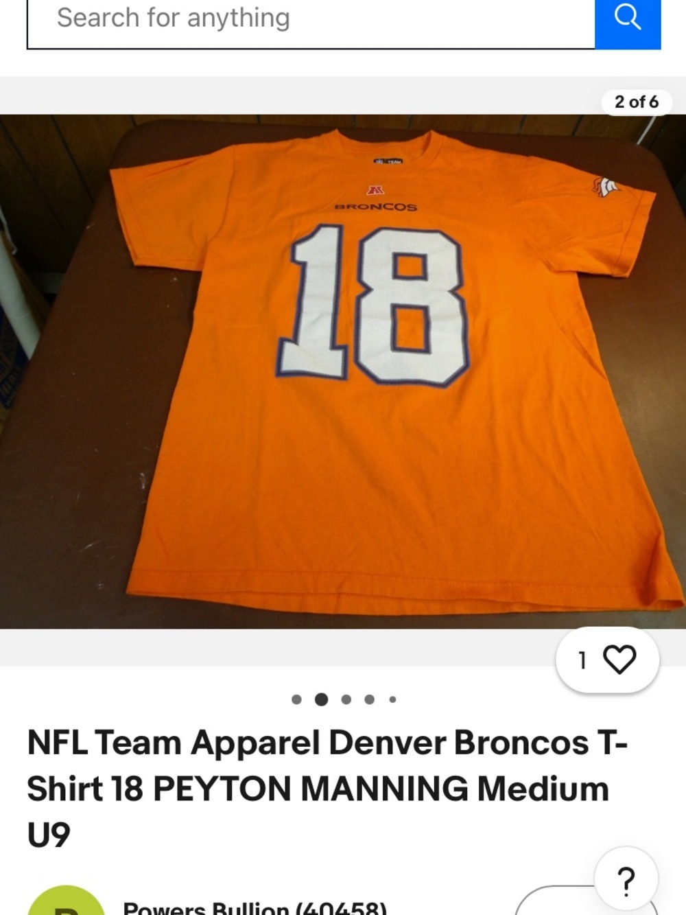 NFL Denver Broncos Orange #18 Jersey Tee